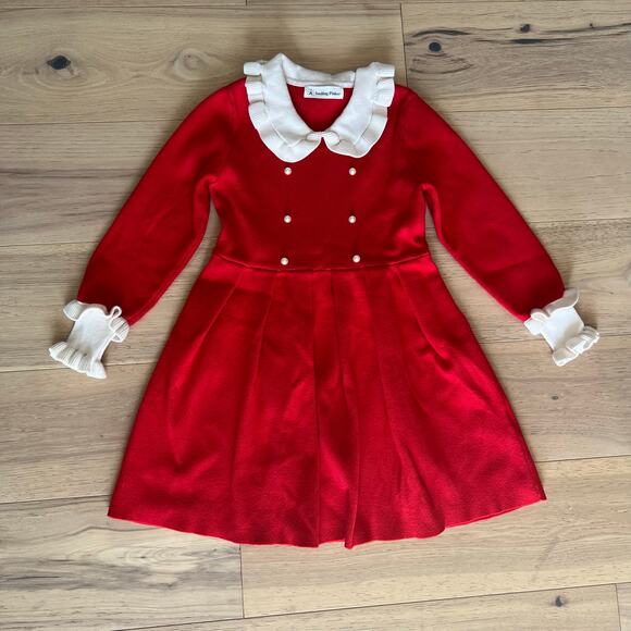 SMILING PINKER - Girls
Peter Pan Collar Sweater Dress - Red - Approx Size 6 - Picture 1 of 11